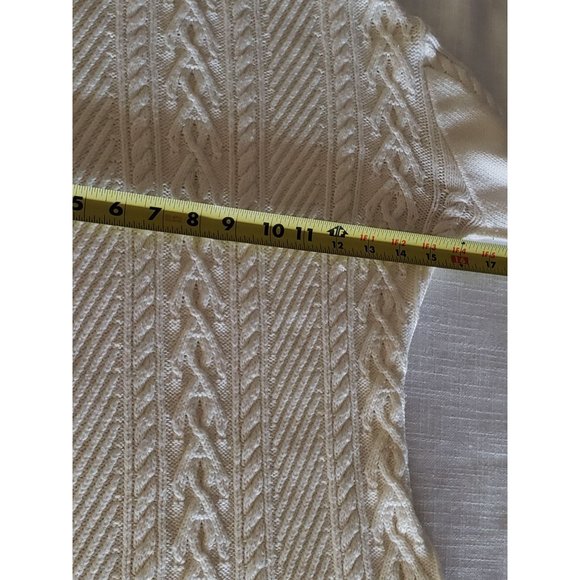 SWEATER KNIT TUNIC SIZE MEDIUM CABLE KNIT COWEL NECK LONG SLEEVE CREAM - Picture 13 of 14